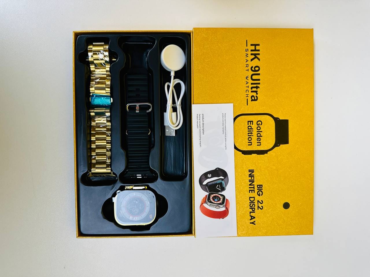 HK 9Ultra Smartwatch Golden Edition (Dual Straps) - HABILLE BD